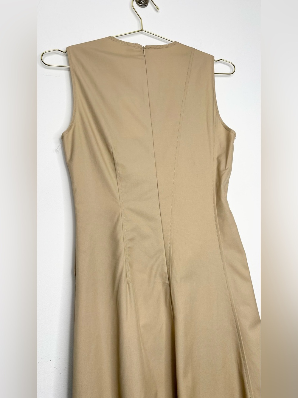Mango Asymmetrical Flared Dress Ecru Cotton Lyocell Midi Size 4 NWT - Picture 10 of 16